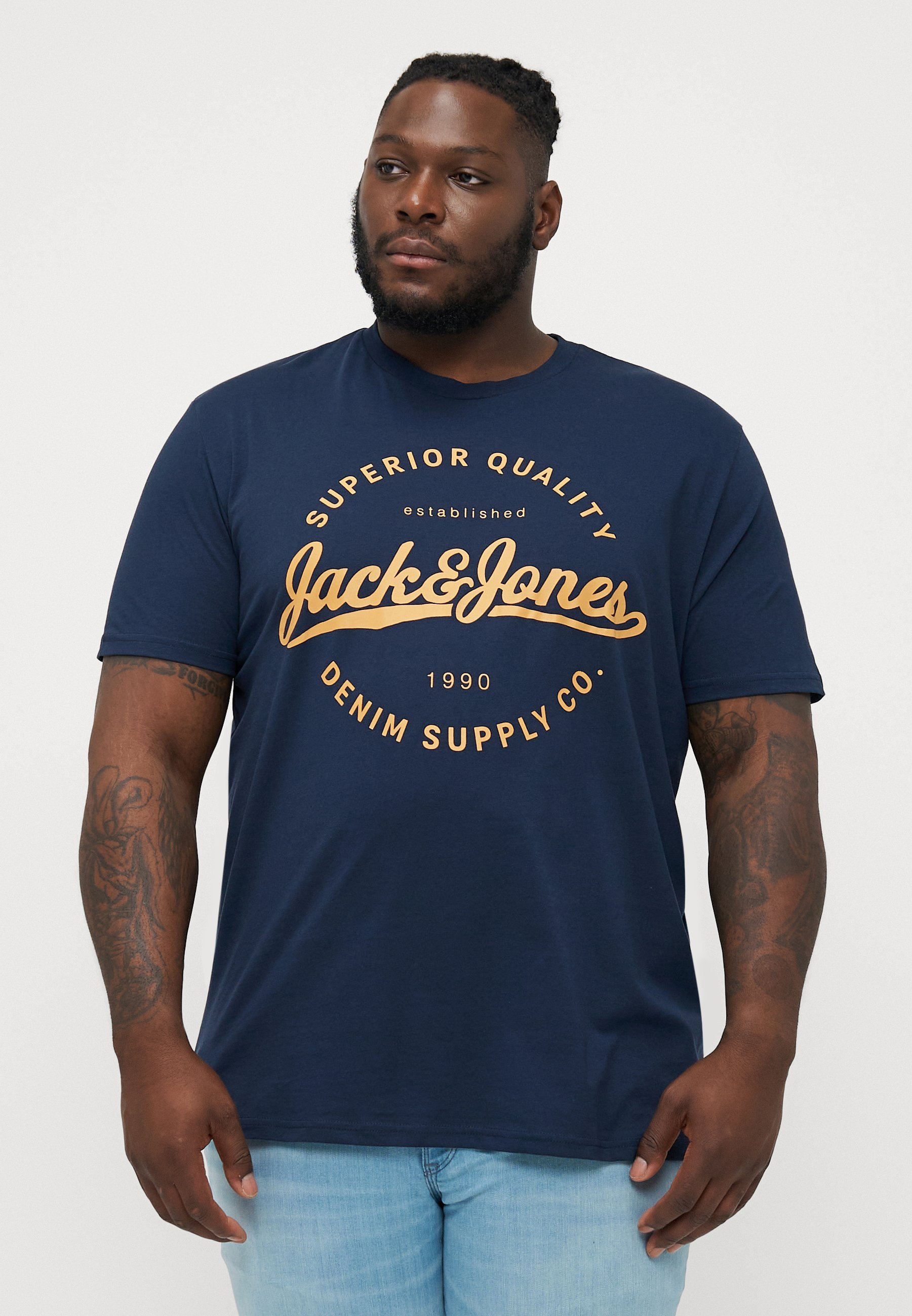Jack & Jones JJSTANLI T-shirt met ronde hals, 5 stuks - T-shirt met print - wit/zwart/marineblauw/groen/staalblauw
