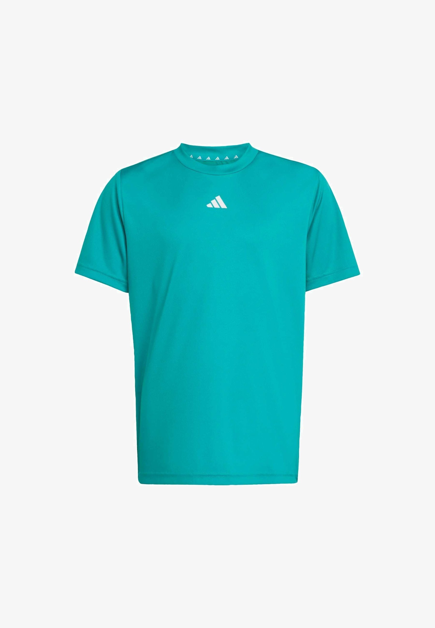 adidas Performance TRAINING ESSENTIAL JUNIOR UNISEX - T-shirt met print - puur turquoise wit