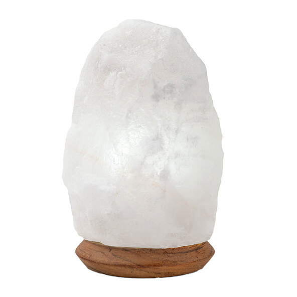Verlicht zoutkristal, Rock White Line met houten voet