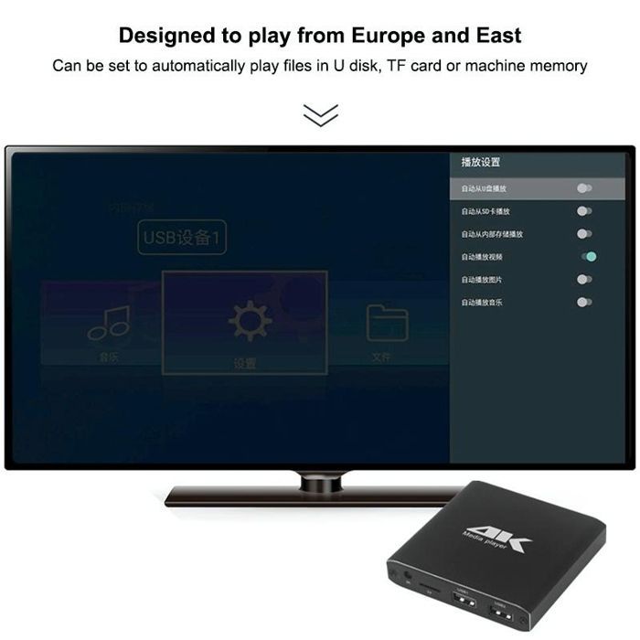 Gateway multimediale YONIS 4K con lettore HDMI automatico, supporto per Micro SD, USB e disco rigido da 4 GB ROM.