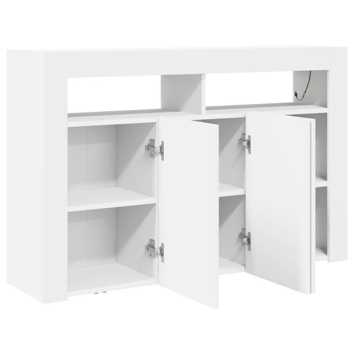 Modern dressoir - vidaXL - LED-verlichting - 3 deuren - 8 vakken - Wit hout