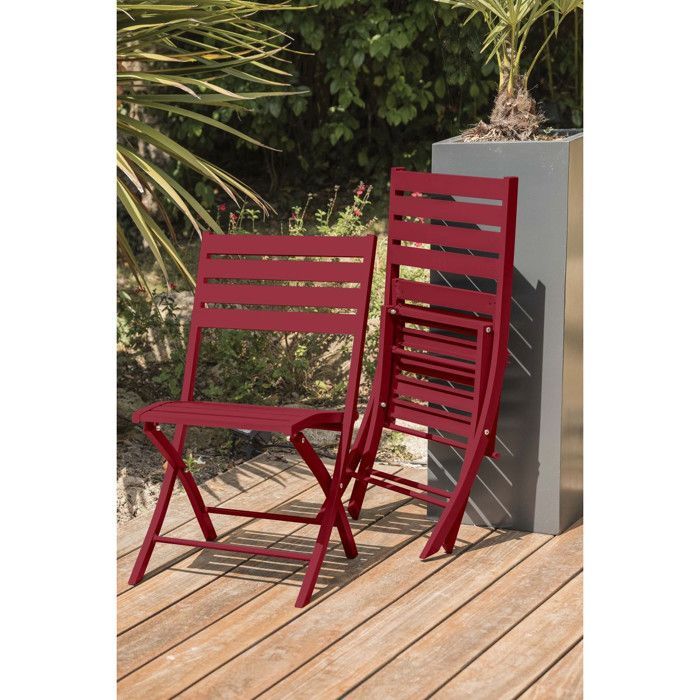 MARIUS 140 cm 4-persoons eethoek in karmijnrood aluminium