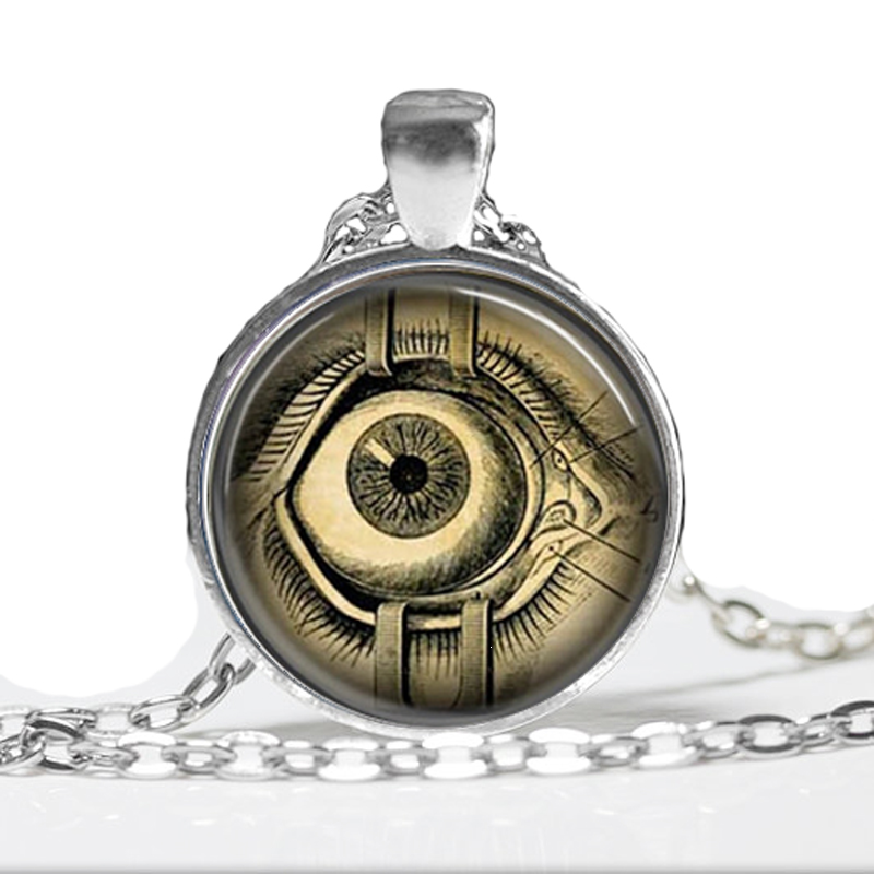 Collier en forme de dôme de verre, bijou steampunk, collier œil humain, pendentif œil maléfique, pendentif médical scientifique, collier d'art HZ1