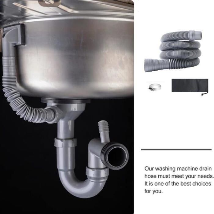 Manguera de desagüe de aguas residuales plegable e impermeable de 2 m | Adaptador universal ajustable para autocaravana, caravana y remolque