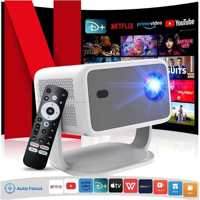 【Certificato Netflix/Auto Focus】Videoproiettore, supporto 4K, correzione trapezoidale automatica, 25000 lumen, WiFi6, Bluetooth5, Full HD 1080P