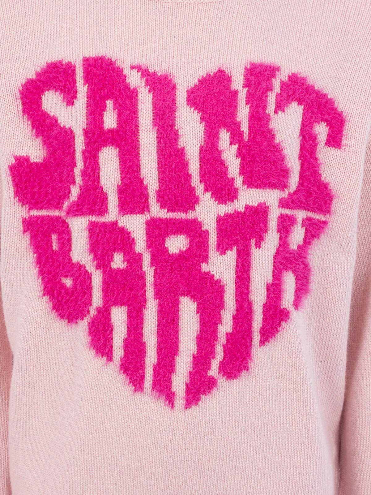 Roze trui met ronde hals van Danya voor meisjes met Saint Barth-logo.