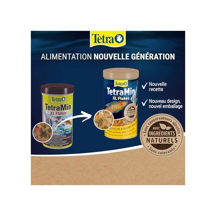 Fish Food - Tetra - TetraMin XL Flakes - 500 ml - Natural Ingredients - Bioactive