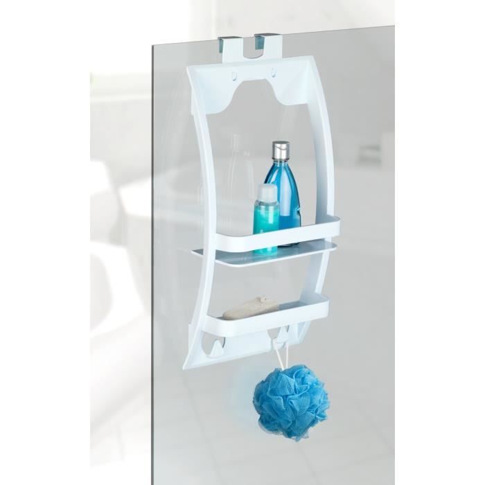 Mensola sospesa per doccia WENKO, cestino portaoggetti sospeso per doccia, in plastica, 26x54,5x11,5 cm, bianca