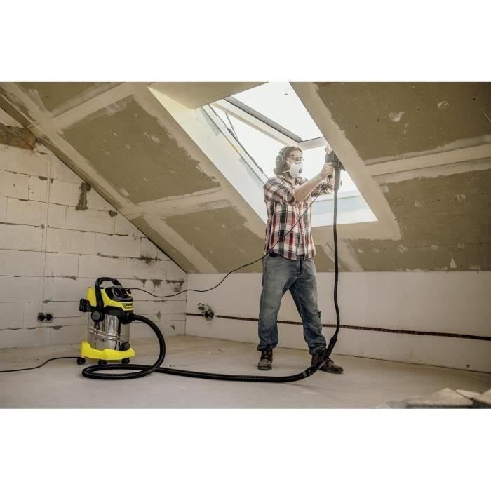 Aspiradora en seco y húmedo KARCHER WD 6 PS V-30/8/35/T - Depósito de acero inoxidable de 30 L - 1300 W, toma para herramientas eléctricas, soplador