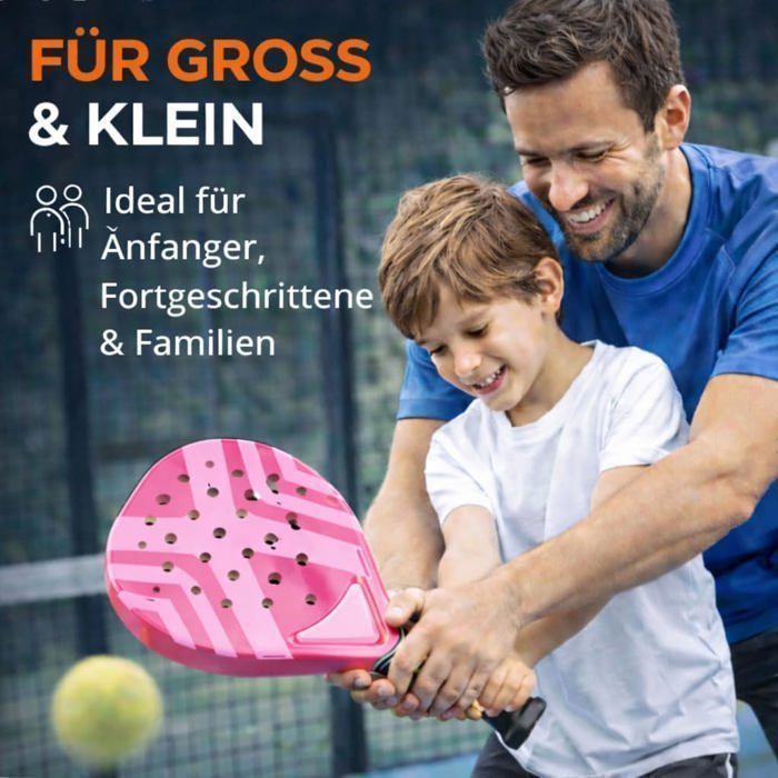 Conjunto de raquetes de padel para adultos, estilo profissional – Raquetes de padel para iniciantes e jogadores avançados (rosa)