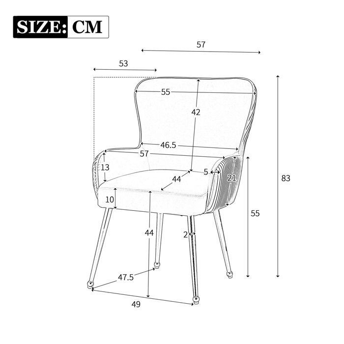 Set di 4 sedie da pranzo, rivestimento in velluto beige, schienale ergonomico, struttura in metallo dorato, supporto lombare.