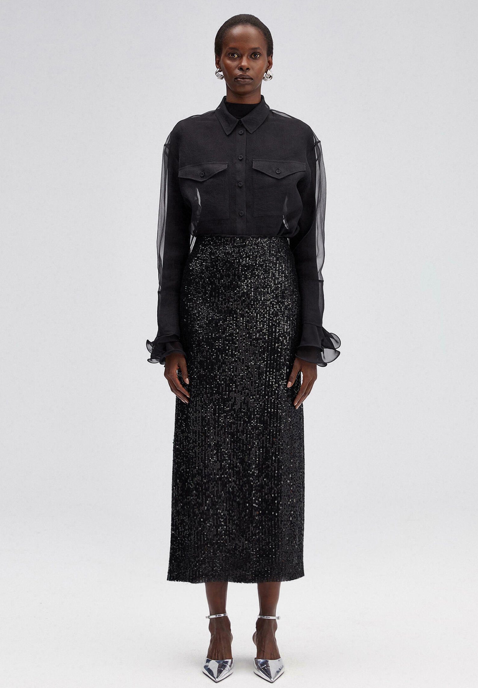 Touché Privé SEQUIN - A-lijn rok - zwart