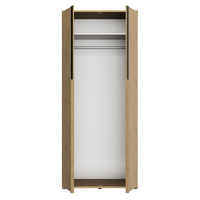 Armadio a 2 ante, 100 cm, effetto legno rovere beige, con cerniere a chiusura ammortizzata.