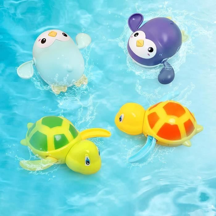 Juego de 4 juguetes flotantes con forma de animales, juguete de baño para bebés, juegos de baño para bebés y niños de 1 a 4 años, juguete acuático para la piscina.