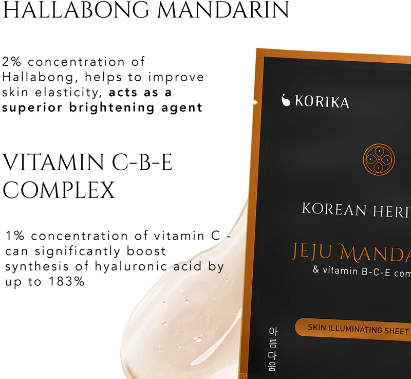 KORIKA Rozjasňujúca pleťová maska s mandarínkami a vitamínom BCE Complex s kórejským dedičstvom Jeju