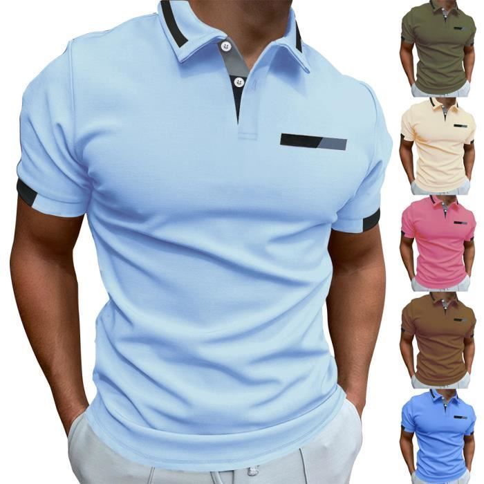 Effen poloshirt voor heren, geschikt voor sport, werk, golf, tennis, plus size, herenkleding WX57 Roze