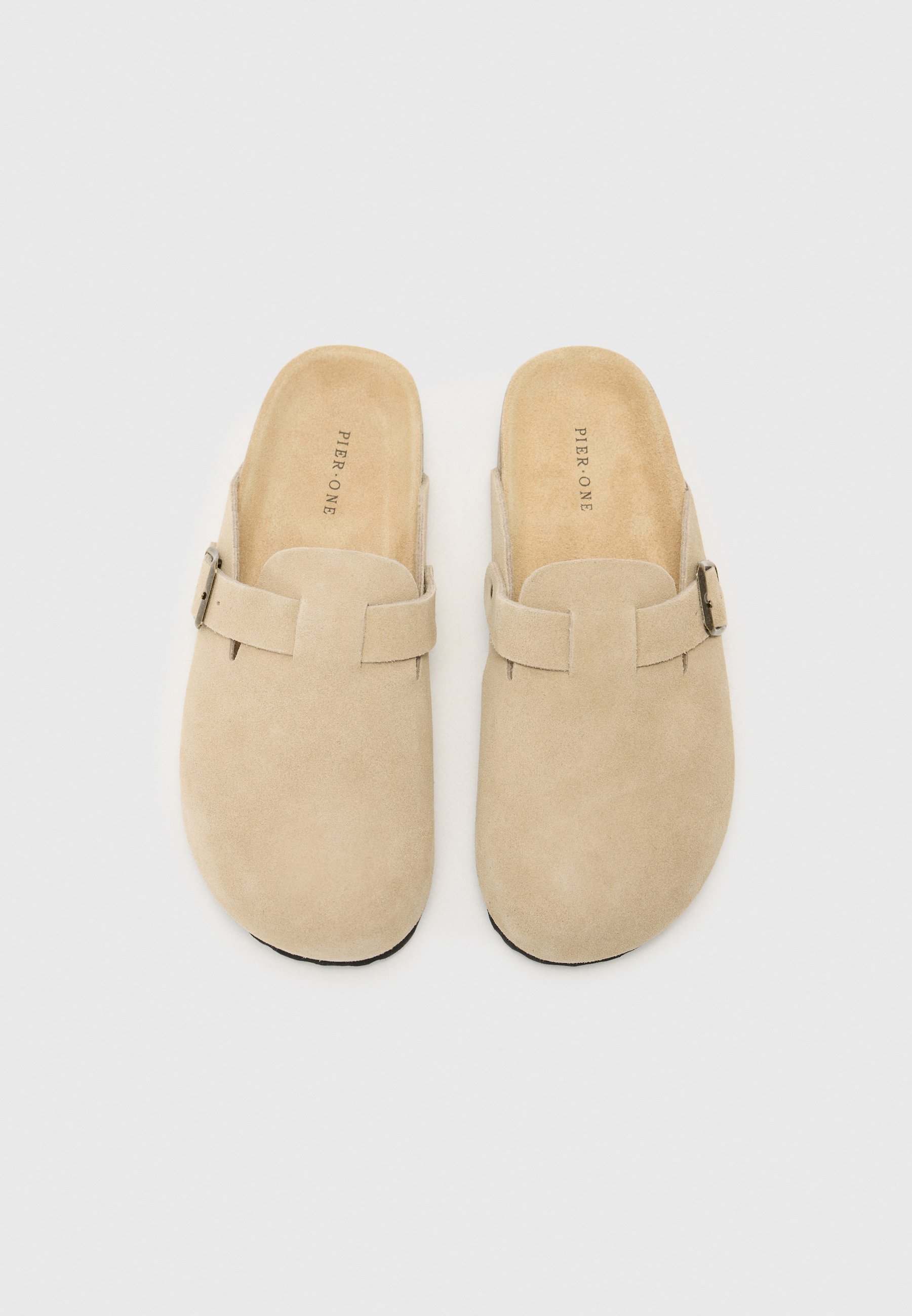 Pier One leren unisex slippers - beige