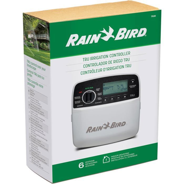RAIN BIRD 4-Wege-Bewässerungstimer – WLAN-kompatibel – Großes LCD-Display – Zonenprogrammierung