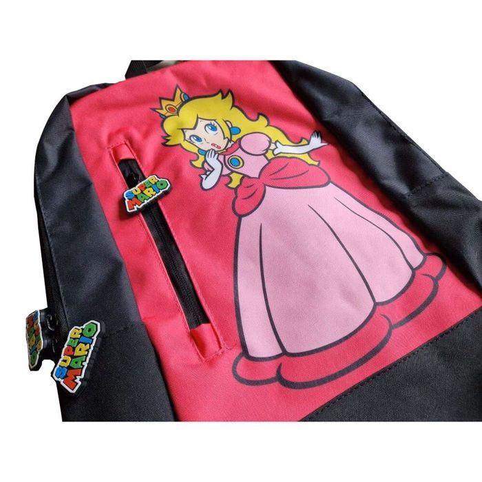Mochila infantil - NINTENDO - Super Mario Bros Peach - Negro/Rojo - Correas acolchadas para los hombros - Diseño de Peach