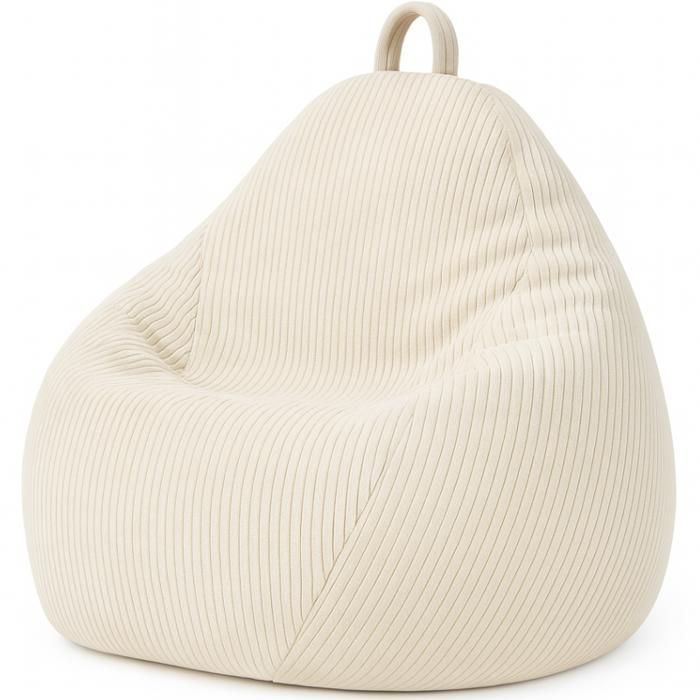 Poltrona a sacco sfoderabile in velluto a coste - 105x85 cm - Bananair - Bianca - Made in France