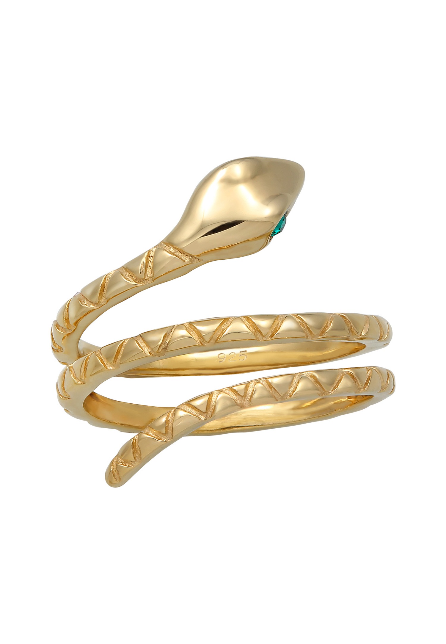 Elli Femmes Serpent Pinky Moderne avec Cristaux en Argent Sterling 925 Plaqué Or
