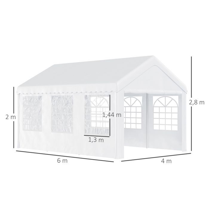 Outsunny - Carpa para fiestas - PE, acero galvanizado - 600x400x280cm - Blanca