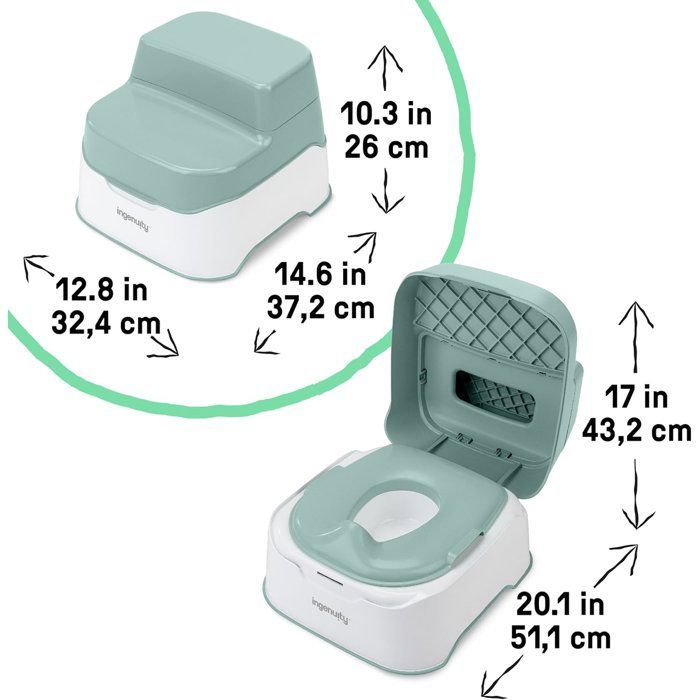 Kit per l'addestramento al vasino 3 in 1 INGENUITY, con riduttore per sedile del water e sgabello.
