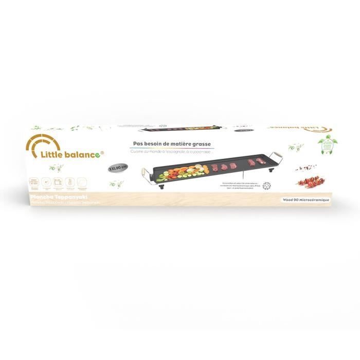 Piastra elettrica LITTLE BALANCE - Legno 90 - Superficie di cottura 90x23 cm - Rivestimento antiaderente senza PFAS - 2000 W