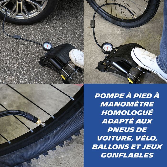 Bomba de pie de doble pistón MICHELIN + manómetro