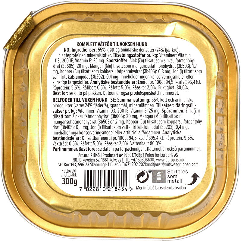 MaxDog Hundmat 300 g fågelpaté MaxDog
