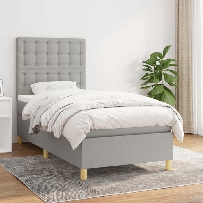 Rete a doghe - vidaXL - Grigio chiaro - 90x190 cm - Tessuto resistente - Materasso a molle insacchettate