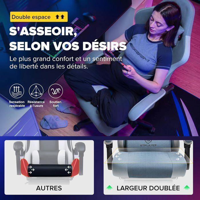 Silla ergonómica para juegos, silla de oficina profesional con altura ajustable y reposabrazos reclinables, soporta hasta 150 kg, ligera.