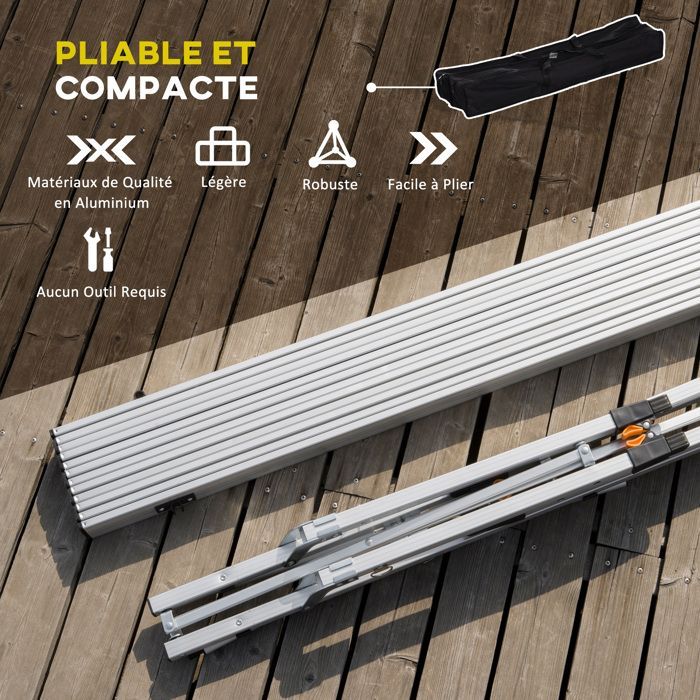 Outsunny - opklapbare tafel - Aluminium - 120x70x73cm - Grijs
