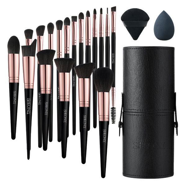 Sada profesionálnych štetcov na make-up Livingandhome, 18 ks - čierna