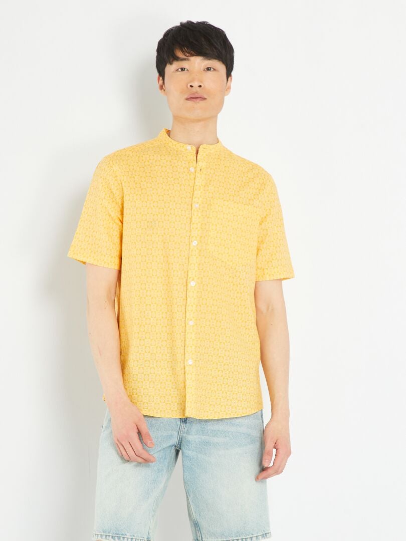 Camisa de lino estampada - AMARILLA