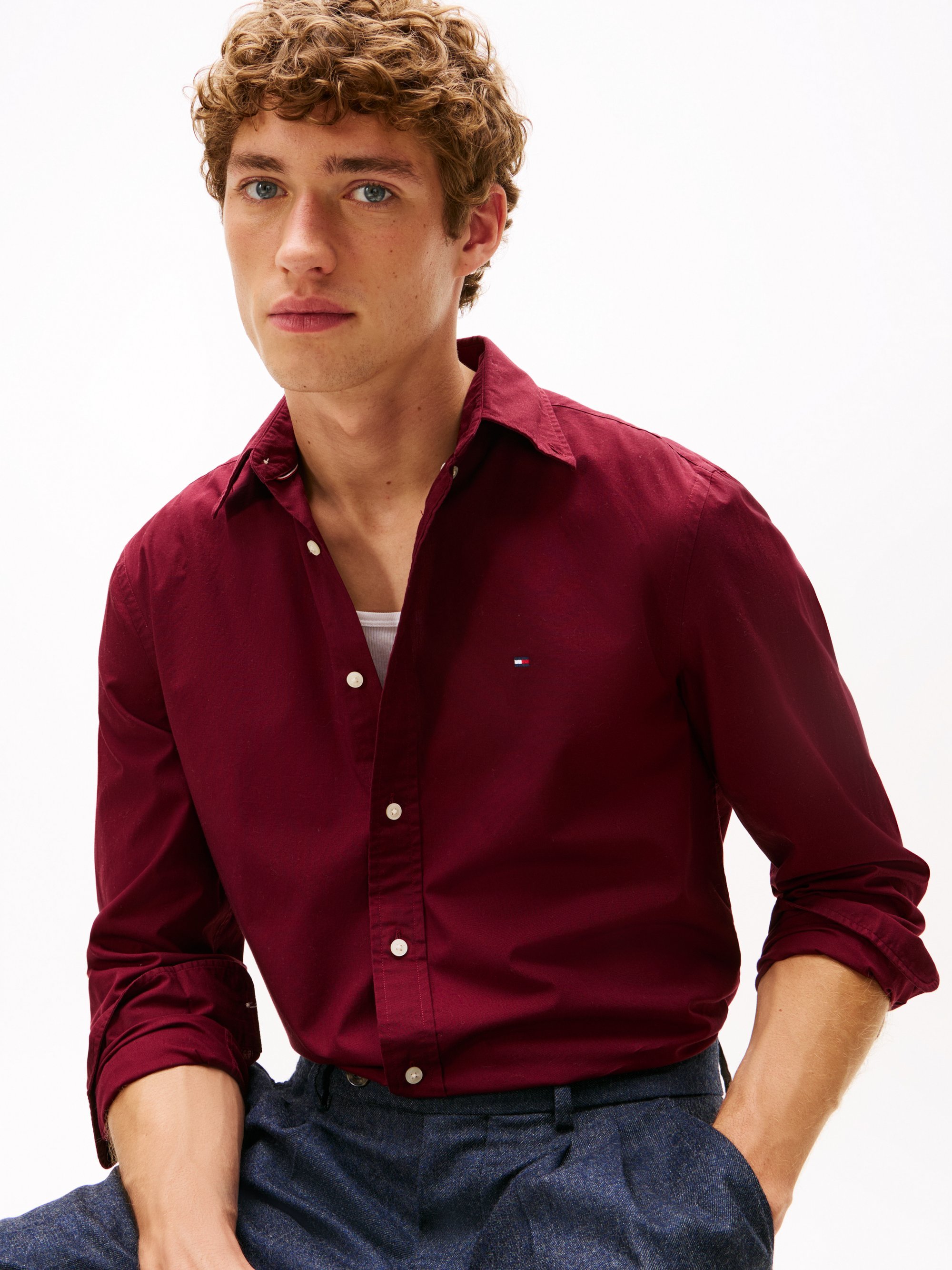 Tommy Hilfiger FLEX POPLIN SOLID - Shirt - dieprood
