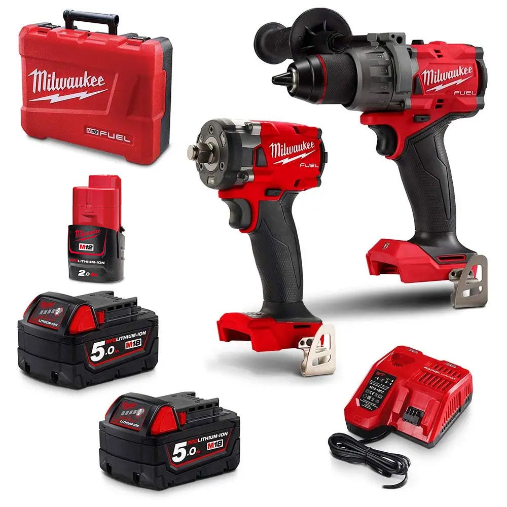 MILWAUKEE 18V FUEL™ 2-delers sett 2 x 5,0 Ah / 1 x 2,0 Ah M18FPP2B3502C