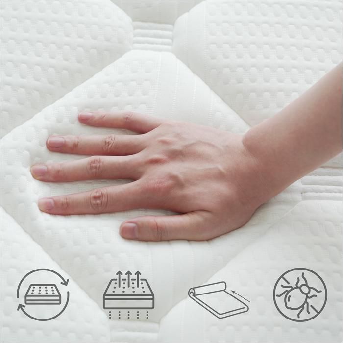 Colchón INRE de 140x200 cm, extra grueso de 30 cm, híbrido, muelles ensacados, firmeza óptima, certificado Oeko-Tex, 7 zonas ergonómicas.