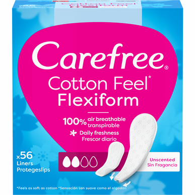 Carefree Cotton Feel FlexiForm Protegeslips Fleksible Pustende Daglige Bindebind 56 enheter 56 enheter