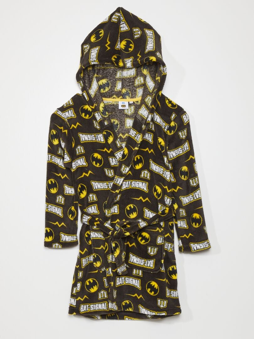 'Batman' fleece badjas - Zwarte print