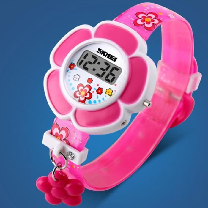 Reloj digital LED SHARPHY para niñas con bonitas flores de moda, correa de silicona rosa, regalo ideal para estudiantes.
