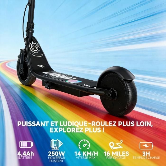Patinete eléctrico plegable para niños - Motor de 250 W - Batería de 4,4 Ah - Ruedas de 6,5