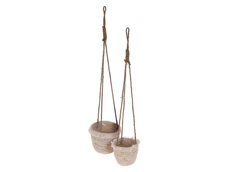 Doniczki wiszące z trawy morskiej 2 szt. 22 cm naturalne