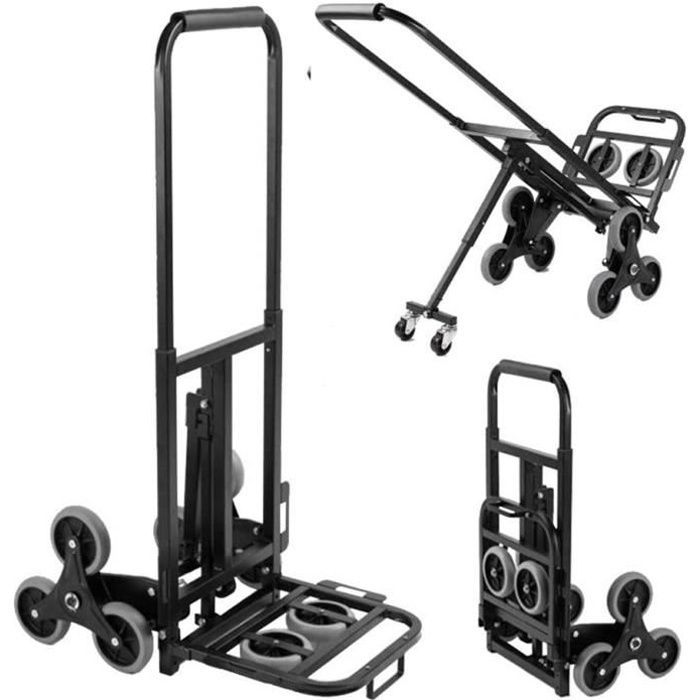 Carretilla metálica SogesHome - Carga máxima 150 kg - Carretilla plegable, con 6 ruedas - Negra