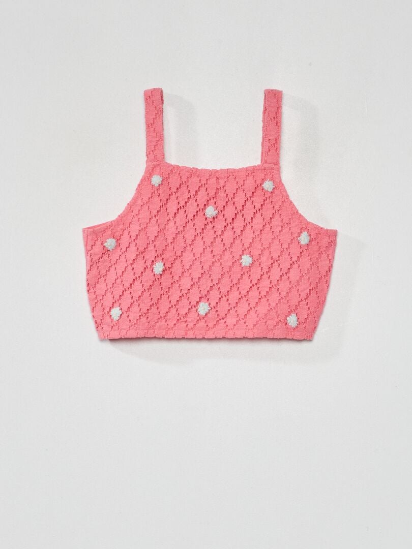 Top de crochê - rosa