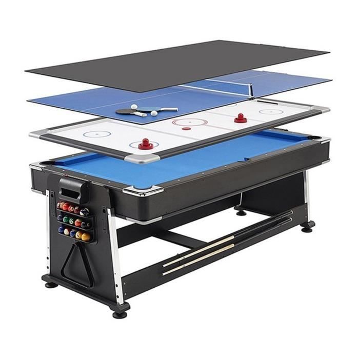 Meyer Billardtisch – 2,13 m (7 Fuß) Multifunktionstisch – Airhockey, Tischtennis – Schwarz