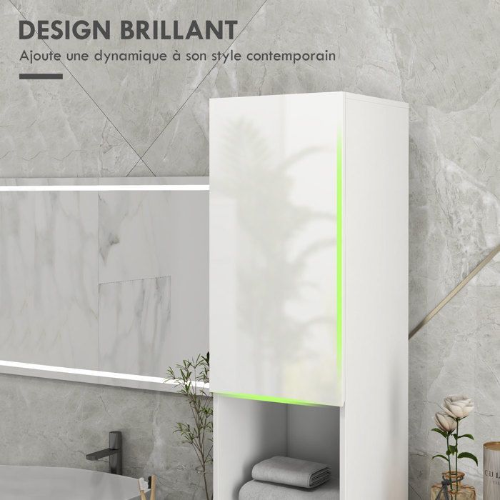 kleankin - Meuble colonne de salle de bain - Panneau de particules - 30x30x181.5cm - Blanc