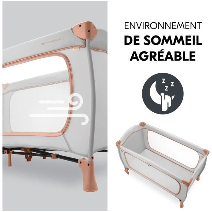 Lit de voyage - HAUCK - SLEEP N PLAY GO PLUS - 60 x 120 cm - Dès la naissance - Pliable - Roulettes - Dusty Cork