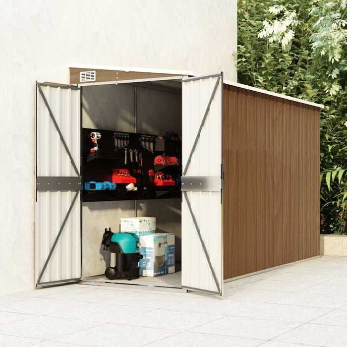 vidaXL Abri de Jardin Mural Abri de Rangement d'Outils Rangement d'Equipement de Jardin Extérieur Marron 118x288x178 cm 316228