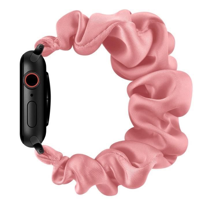 Stijl B stoffen haarband, elastische smartwatchband voor Apple Watch 4-5-6-SE 40mm 1-2-3 38mm S - Lichtroze